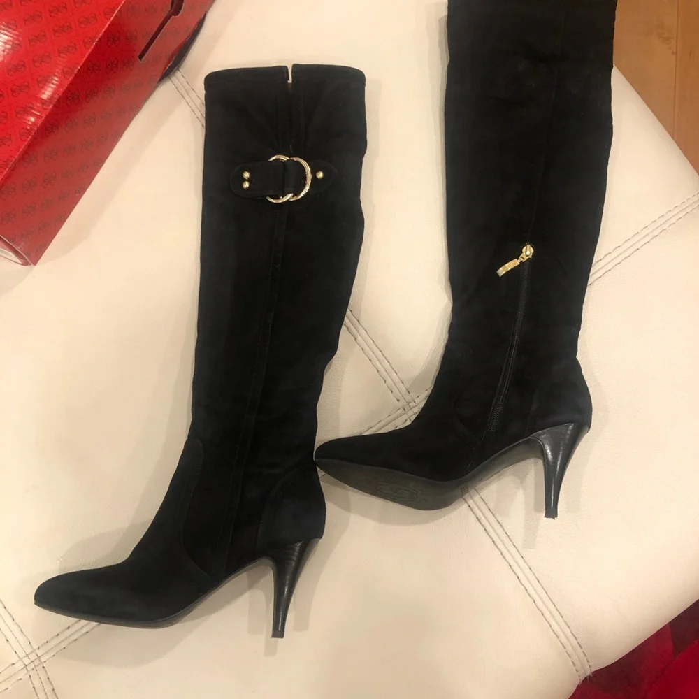Guess Women’s Over-the-Knee Bolim Suede Boots Faux Fur Trim Size 7.5